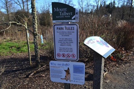 Each trail access includes signage on park regulations